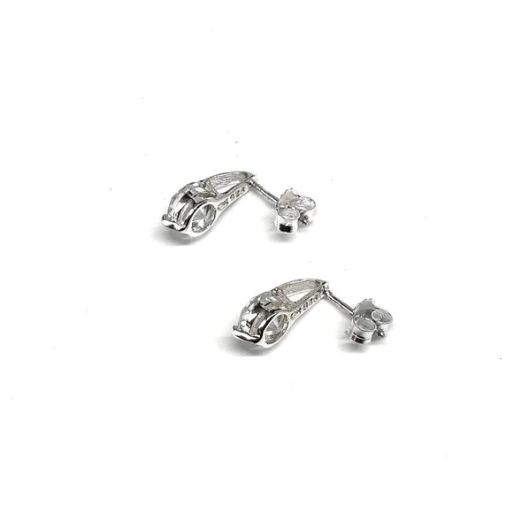 Stud Earrings Short Drop Style Sterling Silver Earrings - Picture 3 of 6